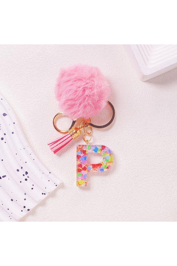 Personalized Letter Keychain Pendant, Cute Leather Initial Key Fob for Women Men, Travel Accessory Gift for Friends Family Birthday Christmas
