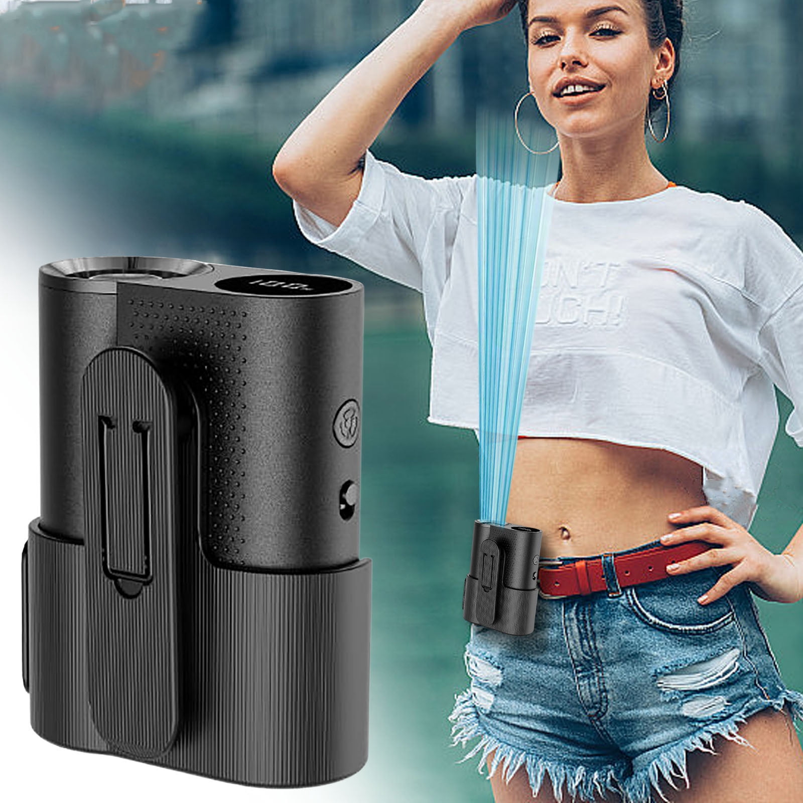 YiJuHui Portable Clip On Fan with 3 Speeds, Rechargeable Wearable Fan for Outdoor, Hands-Free Personal Cooling Fan with Belt Clip and Lanyard, USB Desk Fan for Office Camping Hiking Fishing Kitchen