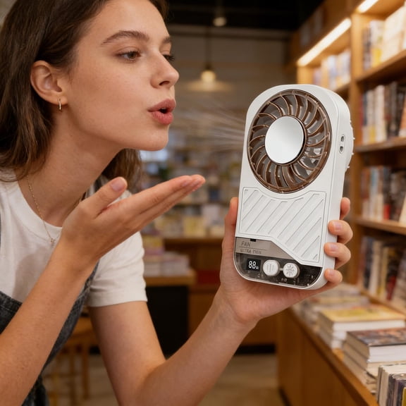 YiJuHui Portable Handheld Fan USB Rechargeable, 199 Speed Levels Digital Display, Powerful Quiet Personal Fan for Outdoor Camping Travel Office Desk, Fast Charging Battery Operated Mini Cooling Fan