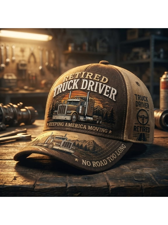 Retired Truck Driver Baseball Cap Vintage Semi Truck Hat Keeping America Moving Dad Gift for Men Trucker Snapback Adjustable Casual Outdoor Yard Work Driving