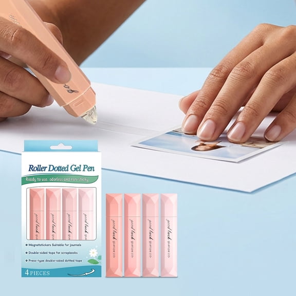 YiJuHui Reusable Double Sided Glue Pen Set, Odorless Non-Tacky Adhesive Gel for Crafts, Home Office, Multi-Purpose Strong Bond Pasting Tool