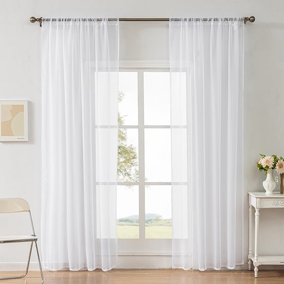 YiJuHui Sheer Curtains for Living Room and Bedroom - Light Filtering Translucent Drapes with Rod Pocket, Polyester Privacy Voile Window Treatment for Home Decor 130*100cm