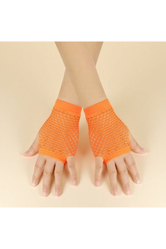 Short Fishnet Gloves Fingerless, Fingerless Fishnet Neon Gloves for Women - 80s 90s Short Net Mesh Accessories - Assorted Colors for Party
