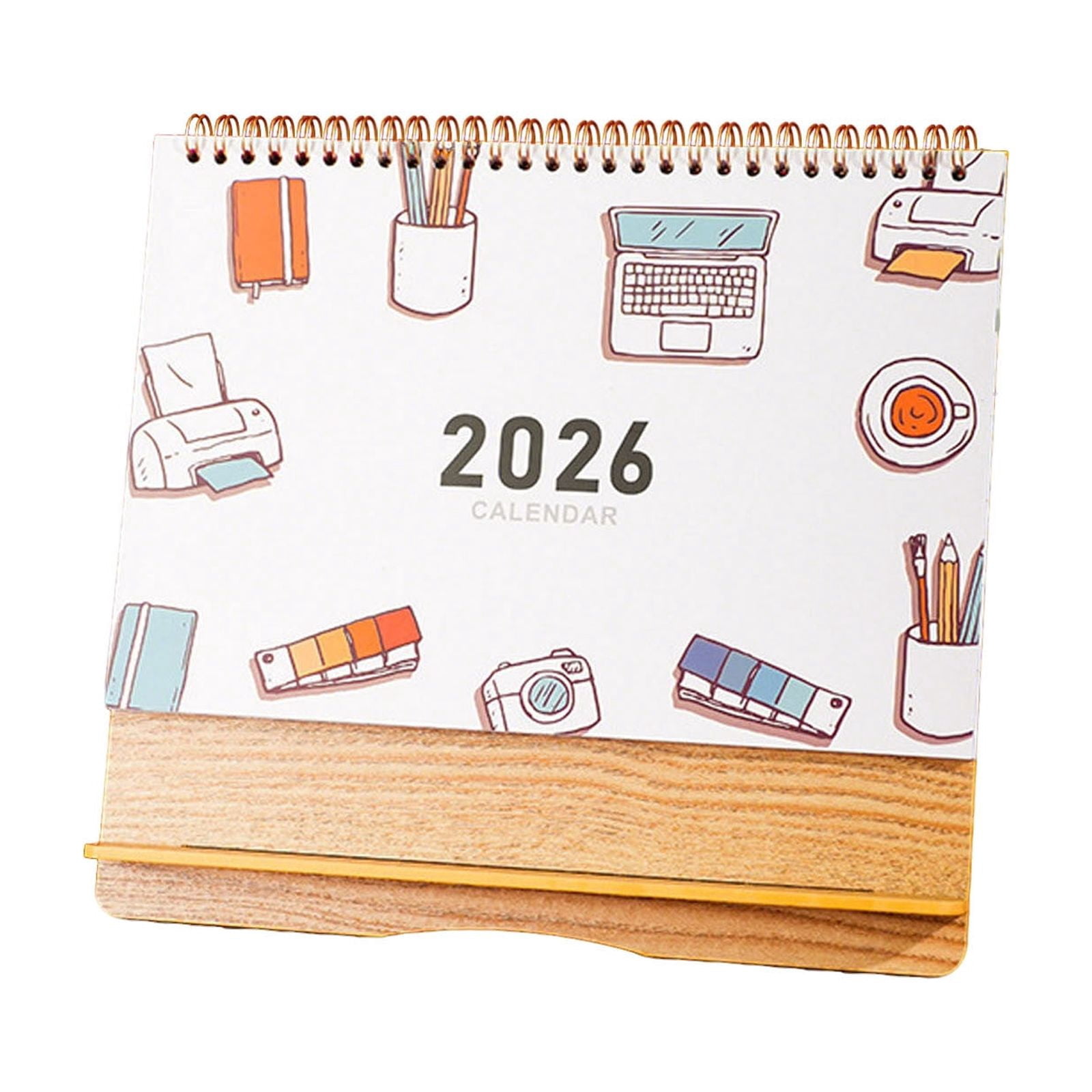 YiJuHui Small Desk Calendar 2026, Standing Desk Calendar,Twin-Wire Binding with Stickers, Cute Seasonal Design for Home Office Desk