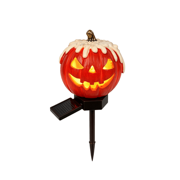 YiJuHui Solar Pumpkin Lights Outdoor, Halloween Stake Lights Waterproof LED Yard Decor, Resin Pumpkin Lanterns for Patio Garden Walkway Party