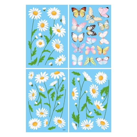 YiJuHui Spring Window Clings Stickers, Butterfly Flower Decals, Reusable Removable Wall Art, Waterproof Sunproof Decor for Home Kitchen Bathroom Storefront Holiday Party