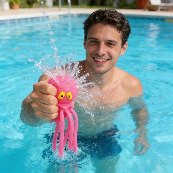 YiJuHui Squeeze Stress Relief Toy Octopus Water Spray Bath Pool Play Sensory Fidget Sensory Toy for Stress Anxiety Relief Water Squirt Fun Pool Bath Time Water Gun Summer Water Game