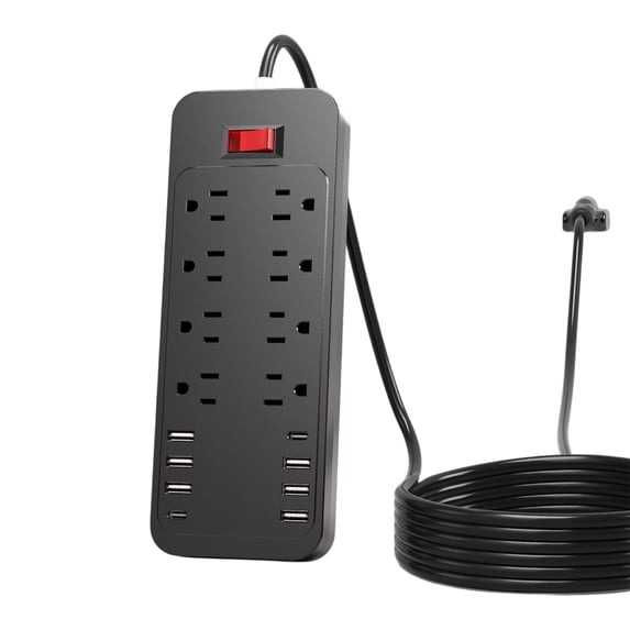 YiJuHui Surge Protector Power Strip with USB Ports, 8 Outlet 6 USB Charging Station, Overload Protection Extension Cord for Home Office Travel, 2500W Heavy Duty Multi Plug Wall Outlet