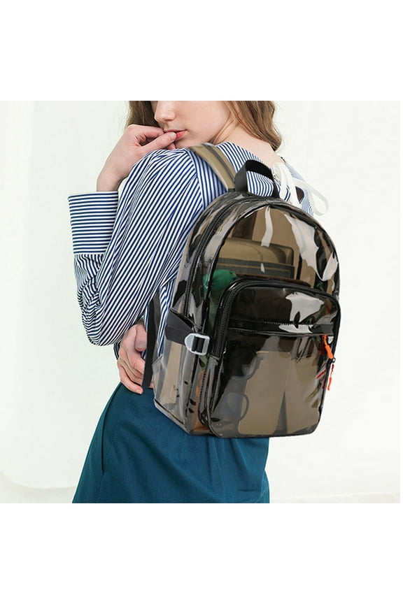Transparent PVC Backpack, Waterproof Clear Large Capacity Backpack with Multiple Pockets, Durable Shoulder Bag for Travel Sports Commute