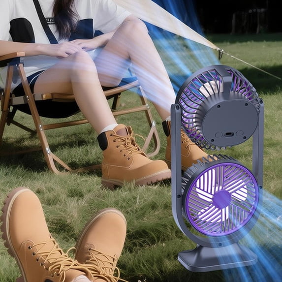 YiJuHui USB Desktop Fan, Dual Head Portable Fan with 3 Speeds, High Velocity Quiet Cooling Fan for Home Office Bedroom Camping Travel, Adjustable Personal Fan with USB Power