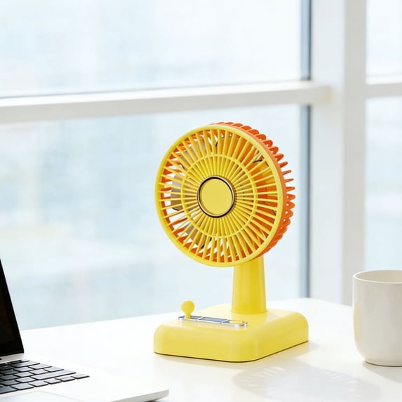 YiJuHui USB Rechargeable Mini Desk Fan, Portable Small Personal Fan with 3 Speeds, Quiet Motor for Office Desktop Dorm Home Travel, Handheld Neck Fan, Foldable with LED Light