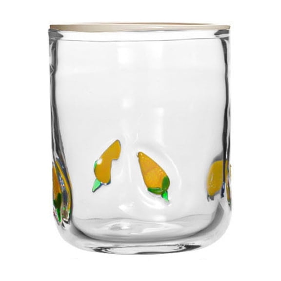 YiJuHui Vintage Embossed Lemon Glass, Colorful Polka Dot Gold Rim, Set of 4, 16oz Drinking Glasses for Easter, Spring, Kitchen, Dining, and Gifting