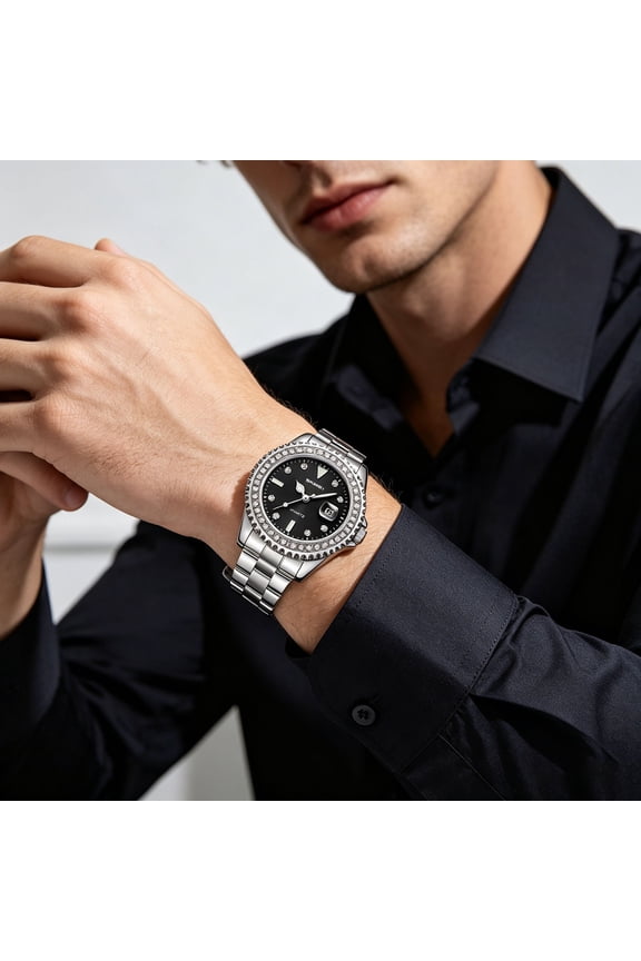 Watch Stainless Steel Quartz Watch Waterproof Business Dress Watch Elegant Casual Versatile Pointer Wristwatch Men Women Outdoor Office Daily Wear