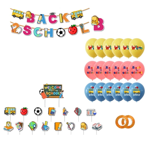 YiJuHui Welcome Party Decorations Kit, Themed Celebration Supplies for Room Events, Reusable Backdrop & Garland Set with Cake Toppers, Balloons and Ribbon for Festive Gatherings