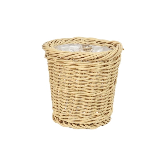 YiJuHui Woven Storage Basket, Plant Basket for Indoor Outdoor, Decorative Weaved Plastic Rattan Style Organizer Bin, Multipurpose Home Decor Storage Container 16*15.5cm