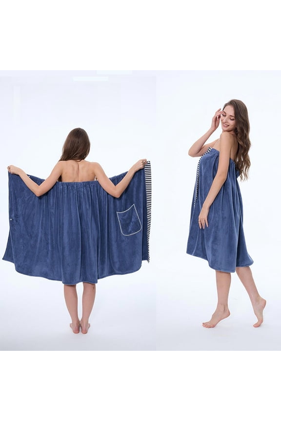 women's adjustable bath towel wrap with pockets, soft absorbent microfiber bathrobe, anti-slip button closure plus size bath skirt for shower, beach cover up or spa robe