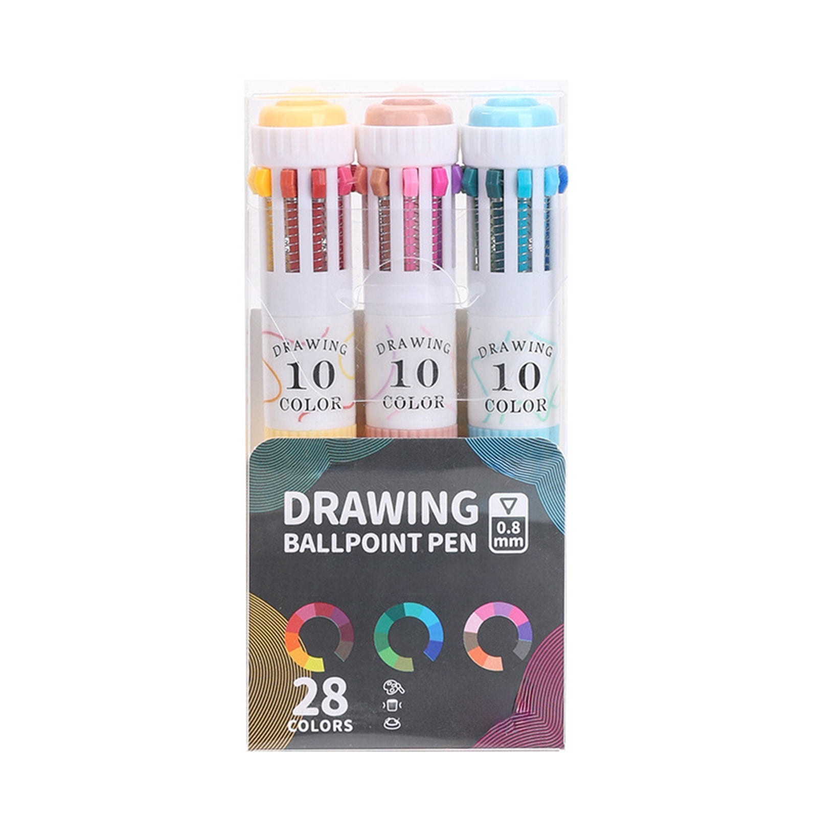 Tenare 8 Pcs 4-in-1 Multicolor Pens - 0.5mm Fine Point, 4 Colors Each, With Mesh Zipper Pouch