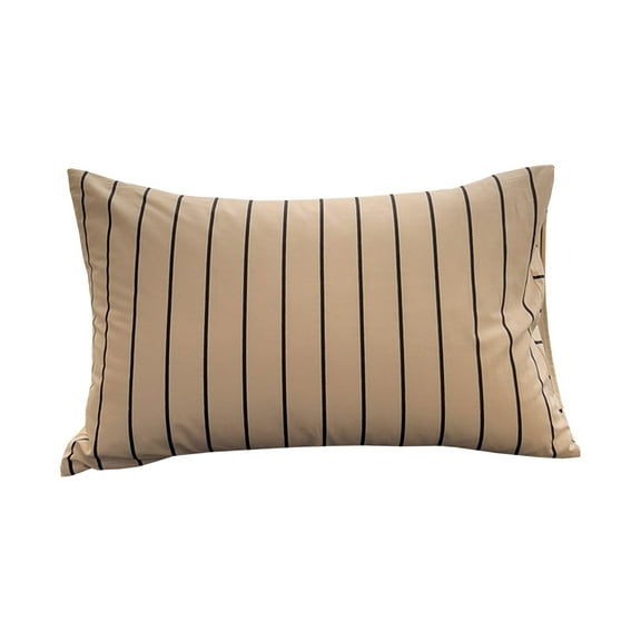 YiJuHui 3pcs Striped Pillow Cases, Washed Cotton, Ticking Stripe Vertical Pinstripe Neutral Farmhouse, Pillowcases Pillow Shams Covers, Beige, Standard Size 48*74cm