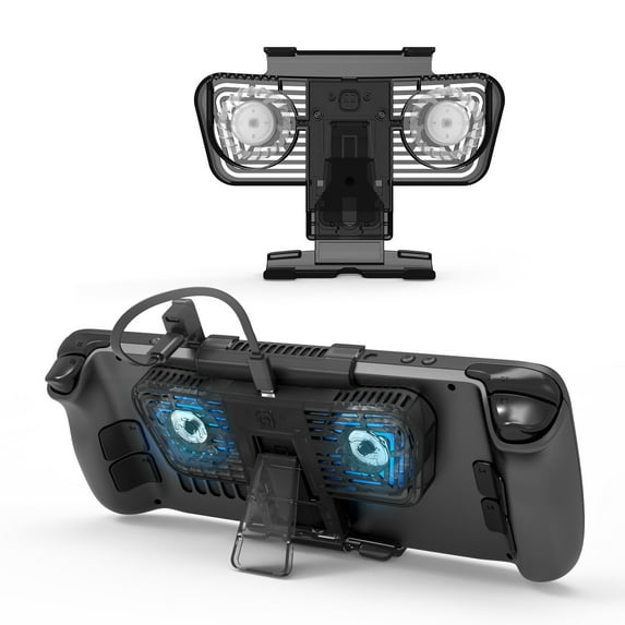 YiLBX RGB Cooling Fan for Valve Steam Deck & Nintendo Switch OLED, Cooling Fan Dock with Stand & USB-C Adaptor, Steam Deck Cooler USB-C Powered with Adjustable Speed & Blue RGB Lighting