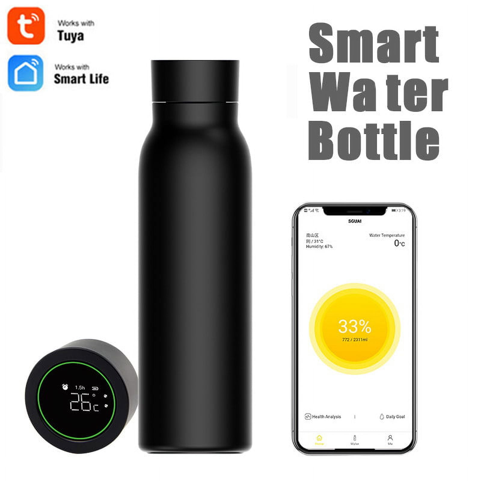 Water Bottles Dqueduo Smart Water Bottle Stainless Steel Vacuum Flask LCD  Screen Temperature Display Water Bottle on Clearance
