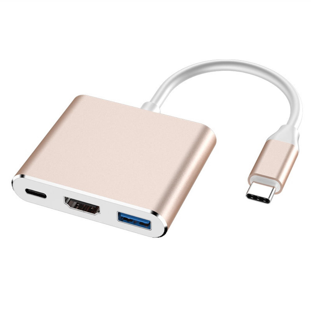YiLBX USB C to HDMI Multiport Adapter, USB 3.1 Gen 1 Thumderbolt 3 to HDMI 4K Video Converter/USB 3.0 Hub Port PD Quick Charging Port