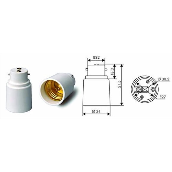 YiLighting - B22 to E26/E27 Edison Screw Base Adapter Converter for LED Halogen CFL Light Lamp (12 Pack)