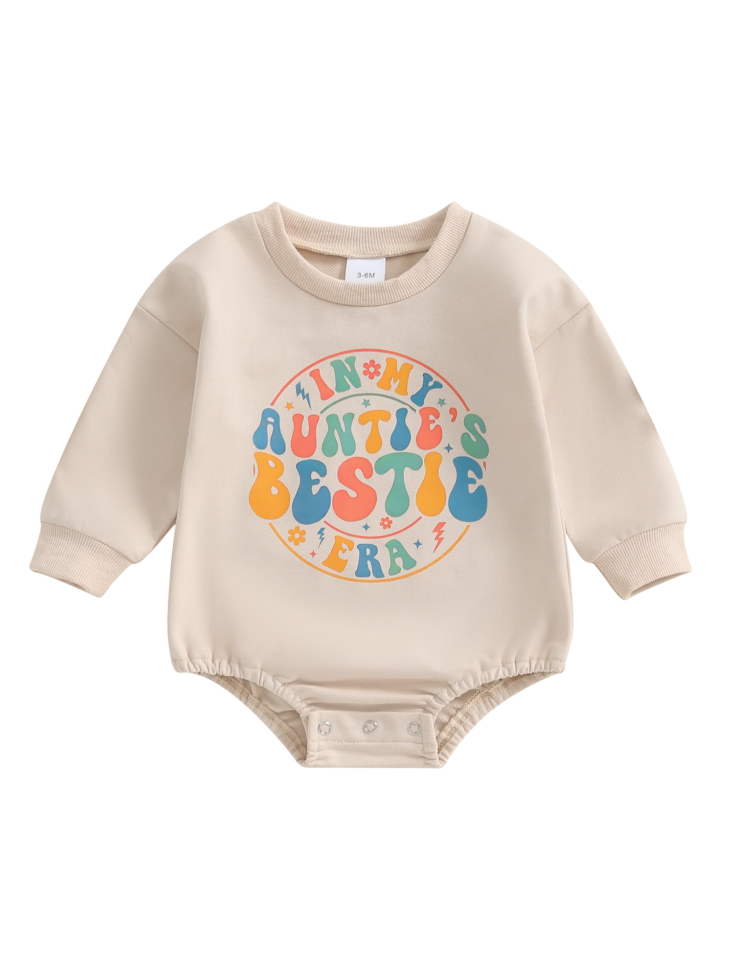 YiLvUst Baby Girl Letter Flower Print Romper Long Sleeve Round Neck