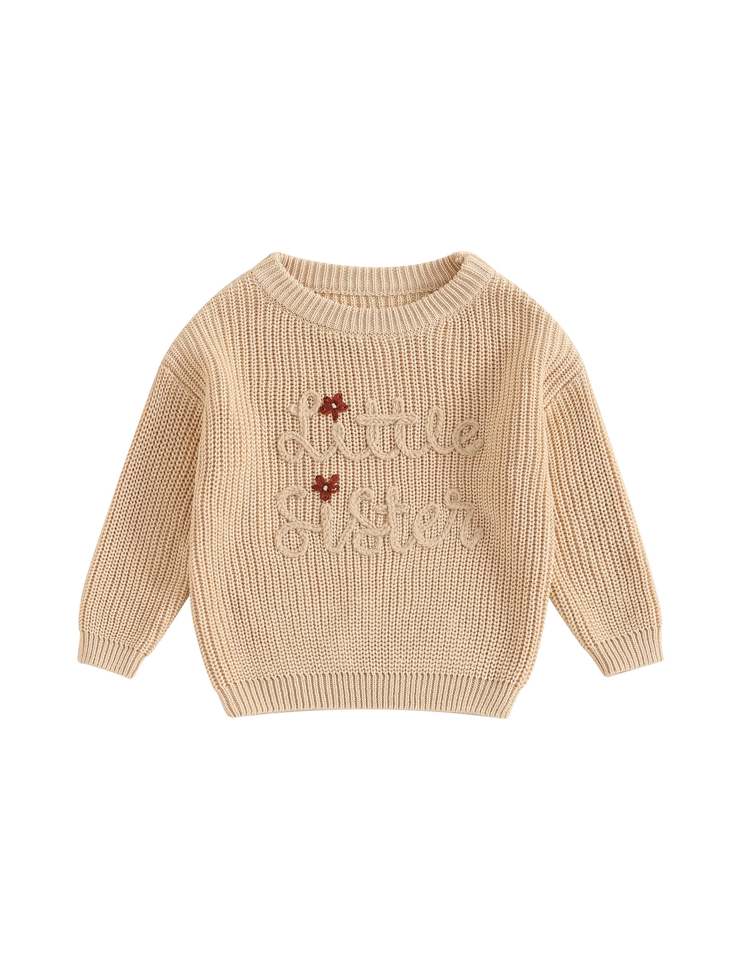 YiLvUst Toddler Baby Girl's Sister Matching Knit Sweaters Letter Floral