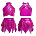 thumbnail image 1 of YiZYiF 2Pcs Girls Metallic Shiny Sequin Crop Top with Skirt for Jazz Latin Ballroom Dance Outfit Set Hot Pink 6, 1 of 7