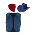 thumbnail image 1 of YiZYiF 3Pcs Kids Cowboy Cowgirl Costume Girls Boys Vintage Vest Coat with Hat Bandana Western Rodeo Outfit Navy Blue-A 12, 1 of 5
