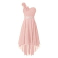 thumbnail image 1 of YiZYiF Big Girls Chiffon One Shoulder Flowers Wedding Party Dress with Detachable Rhinestone Sash, 1 of 5