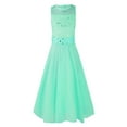thumbnail image 1 of YiZYiF Big Little Girls Sequined Lace Chiffon Flower Girl Dress Tea Length Two Layers Princess Birthday Party Dress Mint Green 10, 1 of 7