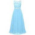 thumbnail image 1 of YiZYiF Big Little Girls Sequined Lace Chiffon Flower Girl Dress Tea Length Two Layers Princess Birthday Party Dress Sky Blue 8, 1 of 5