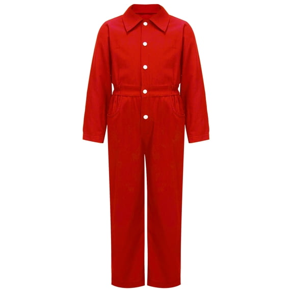 YiZYiF Boys Halloween Mechanic Boiler Cosplay Costume Long Sleeve Coverall Jumpsuit,Sizes 6-16 Red-A 16
