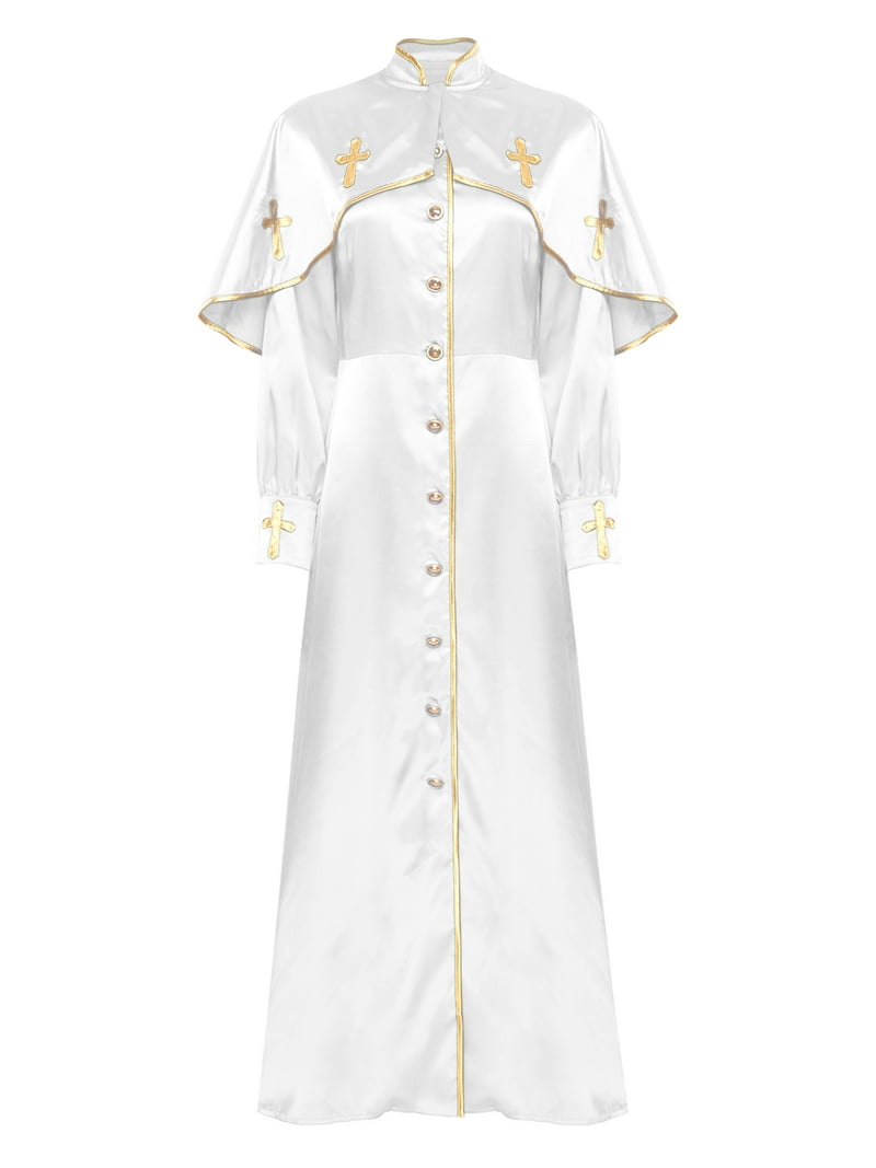 white clergy dress Plain Robe ensuring that as you wear it Womens Robe LR121 (White/Kente Style