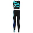 thumbnail image 1 of YiZYiF Girls 2-Piece Outfit Set Activewear Mesh Racer Back Tank Top with Leggings Lake Green&Blue 8, 1 of 7