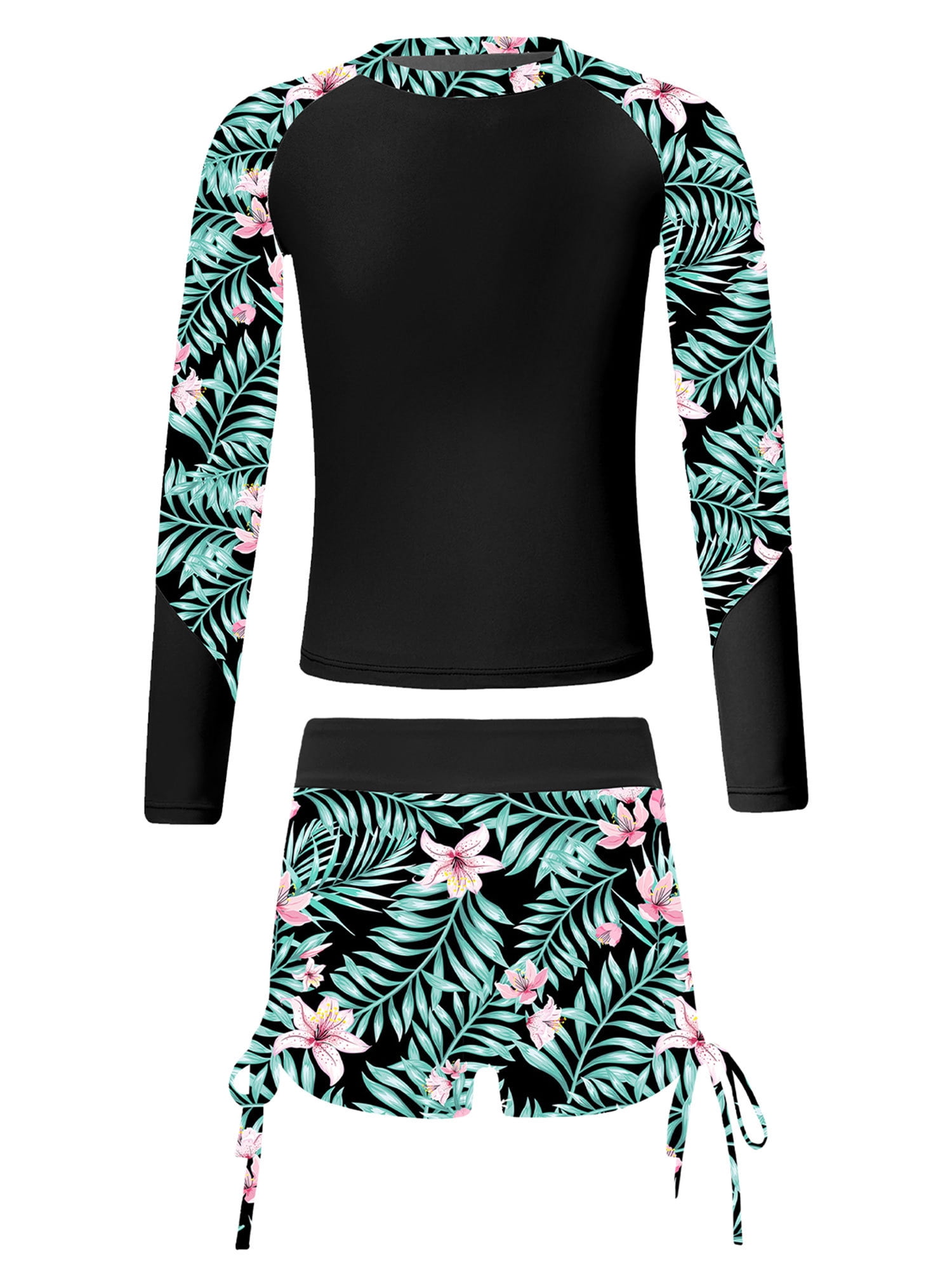 YiZYiF Girls Two-Piece Rash Guard Swimsuit Set, Size 8, Black (Girl's ...