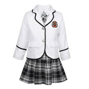 YiZYiF Girls Academy School Uniform Outfit British Tartan Anime Cosplay Costume