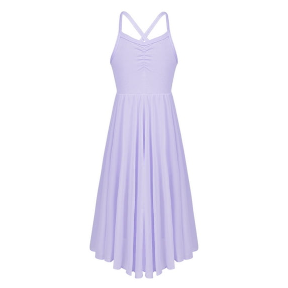 YiZYiF Girls Chiffon Ballet Dance Dress Criss Cross Camisole Leotard Dress