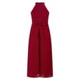 thumbnail image 1 of YiZYiF Girls Chiffon Halter Neck Wide Leg Jumpsuit Juniors Ball Gown High Waist Ruffle Pants Romper Pageant Party Outfit Burgundy 8, 1 of 7