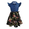 thumbnail image 1 of YiZYiF Girls Denim Floral Prints Casual Dress Summer Daily A-line Dress Black 10, 1 of 7