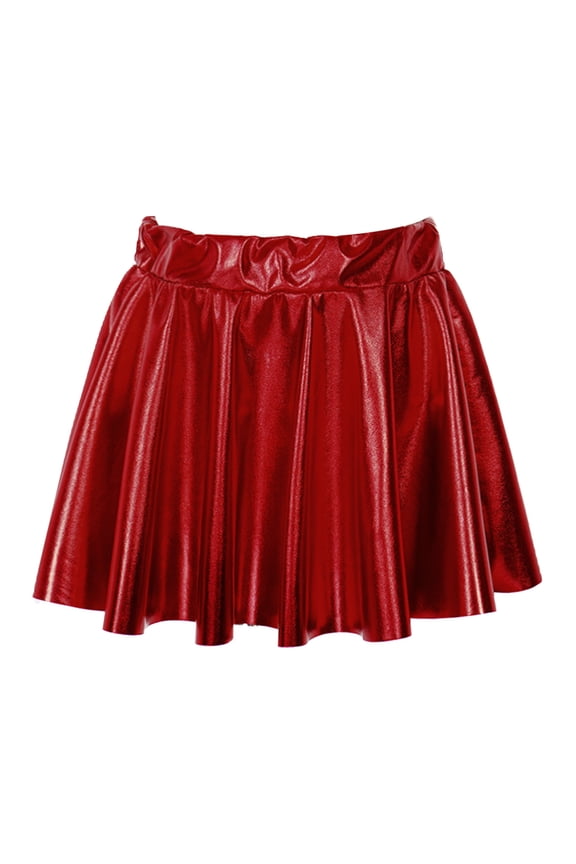 Girls Gymnastic Ballet Dance A-Line Circle Skirt Juniors Bronzing Cloth Pleated Mini Skirt,Sizes 2-16