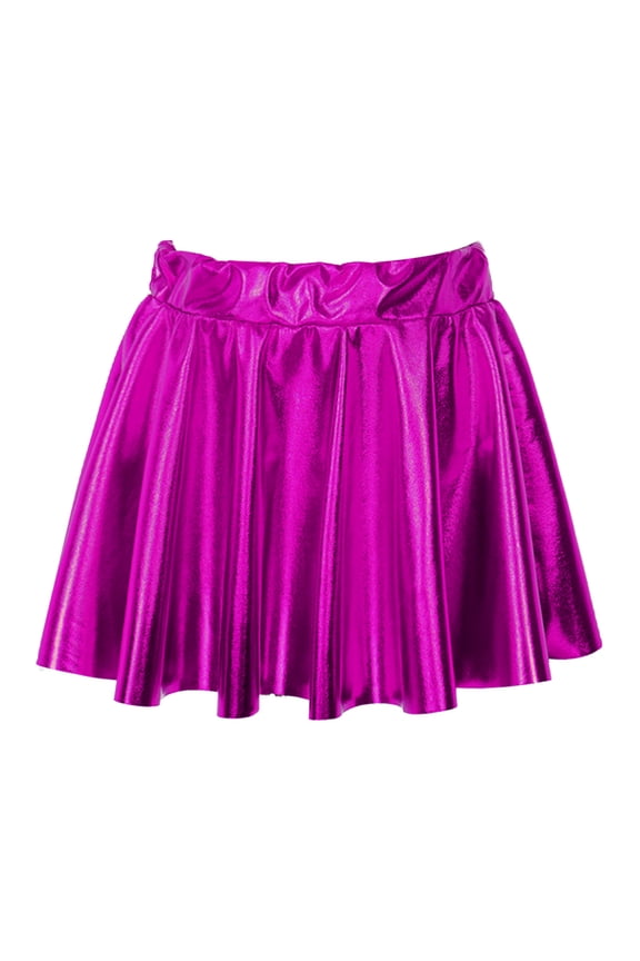 Girls Gymnastic Ballet Dance A-Line Circle Skirt Juniors Bronzing Cloth Pleated Mini Skirt,Sizes 2-16