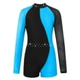 thumbnail image 1 of YiZYiF Girls Leopard Prints One-piece Modern Dance Leotard Long Sleeve Gymnastics Yoga Jumpsuit Blue Green 16, 1 of 6