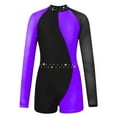 thumbnail image 1 of YiZYiF Girls Leopard Prints One-piece Modern Dance Leotard Long Sleeve Gymnastics Yoga Jumpsuit Purple 6, 1 of 6