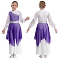 thumbnail image 1 of YiZYiF Girls Metallic Color Block Church Praise Dance Dress Long Sleeve Worship Liturgical Tunic Purple 14, 1 of 7