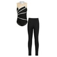 thumbnail image 1 of YiZYiF Girls Metallic Stripes Dance Unitard with Leggings Big Girls Sports Leotard with Tights Gymnastics Skating Outfit Silver 12, 1 of 5