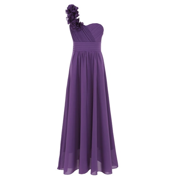 YiZYiF Girls One Shoulder Strap Flowers Wedding Birthday Party Dress Princess Prom Gown