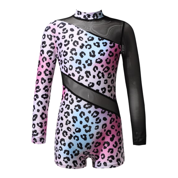 YiZYiF Girls Polka Dots Ballet Dance Leotard Rainbow Prints Gymnastics Jumpsuit Leopard 8