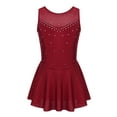 thumbnail image 1 of YiZYiF Girls Rhinestones Ballet Gymnastic Skirted Leotard Tulle Back Costume Dress Burgundy 14, 1 of 7
